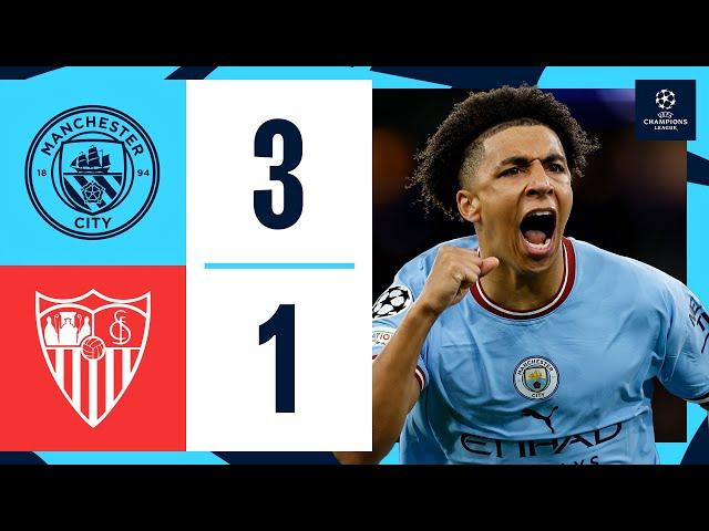 HIGHLIGHTS Man City 3-1 Sevilla | Champions League | Lewis, Alvarez & Mahrez Goals