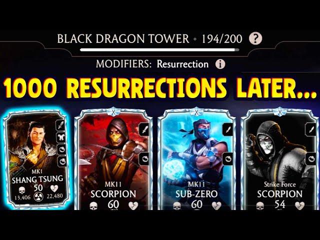 MK Mobile. Black Dragon Tower 194 vs. Fusion 0 MK1 Shang Tsung. SO MANY RESURRECTIONS!