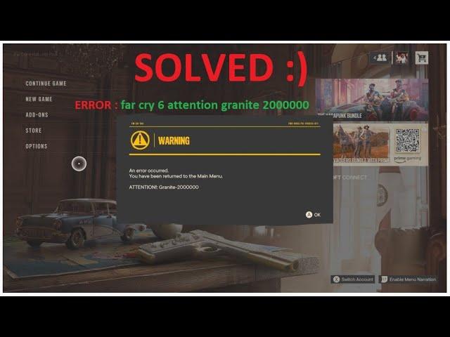 Far Cry 6 attention granite 2000000 Error Fixed 100%