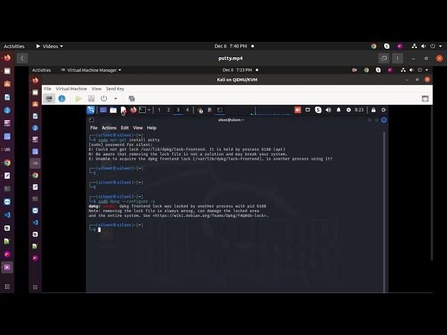 How to fix dpkg error fronted lock was locked |Putty install kali linux | dpkg fronted lock
