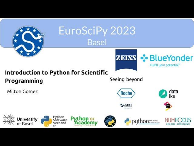 EuroSciPy 2023 -  Introduction to Python for scientific programming