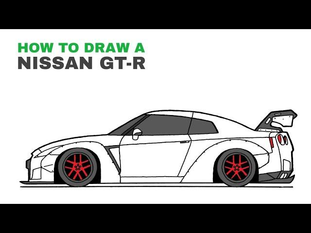 How to Draw a Nissan GTR Sports Car