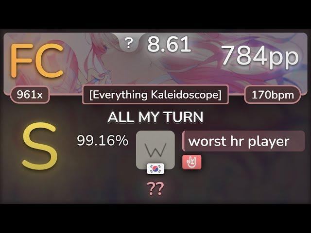 8.6⭐ worst hr player | SUPER STAR -MITSURU- - ALL MY TURN [Everything] +HR 99.16% FC 784pp - osu!