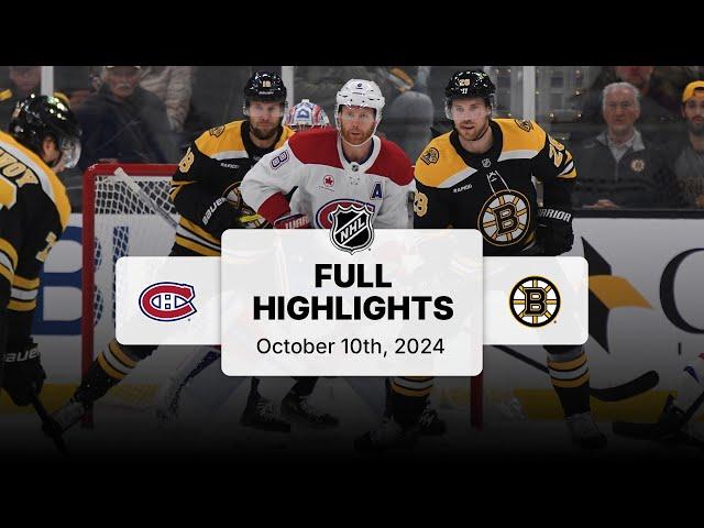 Canadiens at Bruins | October 10, 2024 | NHL Full Game Highlights