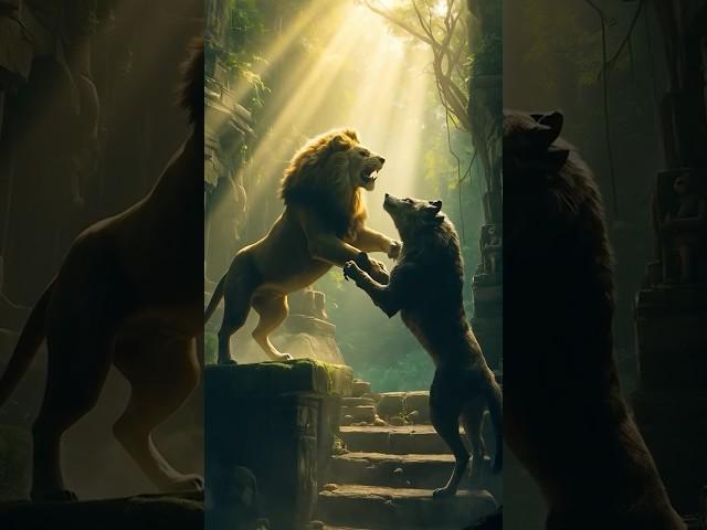 Lion Vs Wolf #ai #funwithfriends #aiart #fantasy#ai lion#ai wolf#ai videos