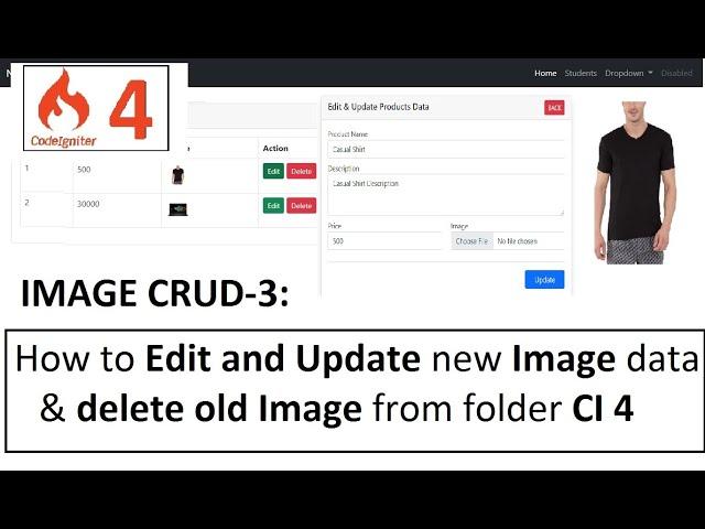 CI4 IMAGE CRUD-3: How to Edit and Update new Image data & delete old Image from folder codeigniter 4