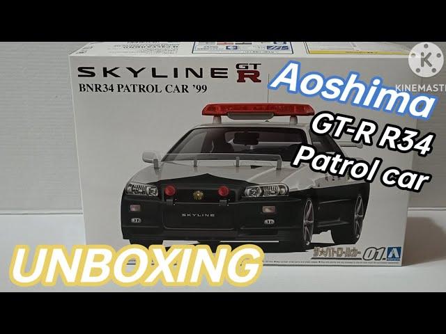 Aoshima Nissan Skyline GT-R R34 patrol car - UNBOXING