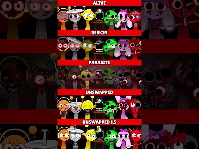 Incredibox Sprunki Alive VS Reskin VS Parasite VS Unswapped VS Unswapped 1.5 *MIX HORROR VERSION*