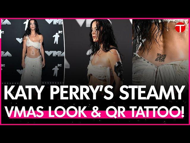 Katy Perry stuns with wet look and QR tattoo at VMAs