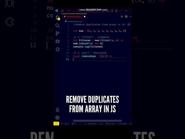  Shorthand to Remove Duplicates from Array in JavaScript #shorts #javascript #programming #code