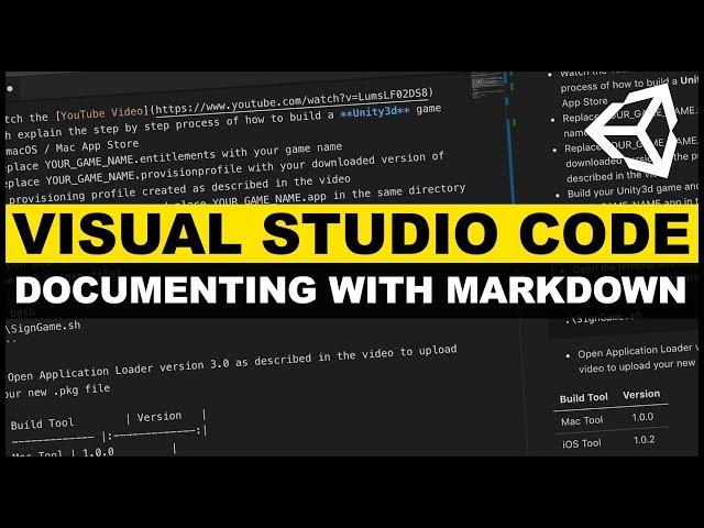 Visual Studio Code markdown preview with Unity3d source code and How to setup markdown in VSCode?