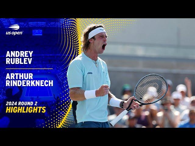 Andrey Rublev vs. Arthur Rinderknech Highlights | 2024 US Open Round 2