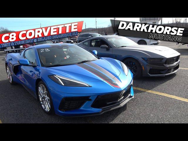 2024 C8 Corvette vs 2024 DarkHorse Mustang Drag Racing @ Island dragway