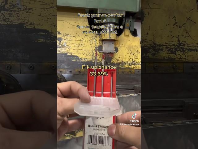 There is one fake #tig #tungsten #prank my #coworkers #welder #welding #weld #fabrication #gtas