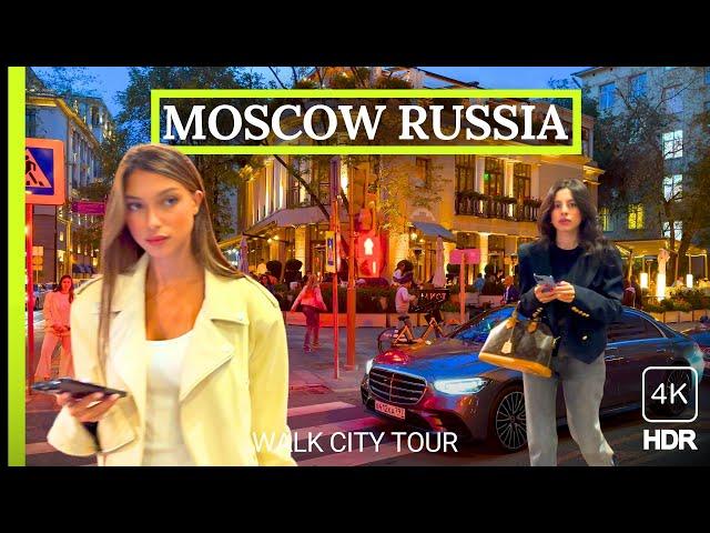  Evening Life Russian Girls the City Walk Exploring Moscow City Tour 4K HDR