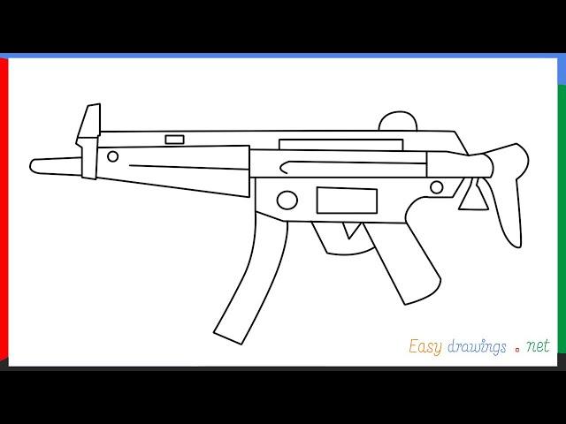 How to draw MP5 step by step for beginners