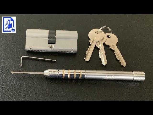 811. ERA Euro cylinder door lock picked open with the modified half ball H&H pen style lock pick set