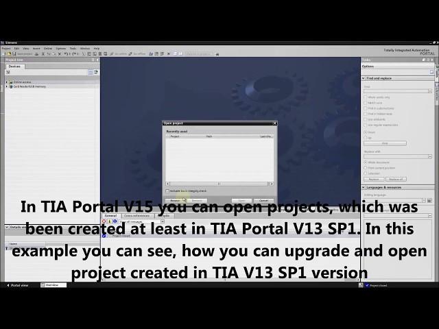 Siemens TIA Portal HMI/PLC tutorial - Upgrading project to TIA Portal V15