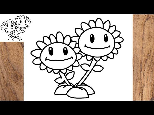 How to draw Twin Sunflower from Plants vs Zombies 2 pvz