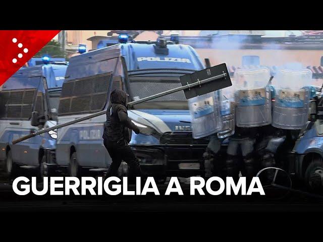 Violent clashes erupt between pro-Palestine protesters and police in Rome