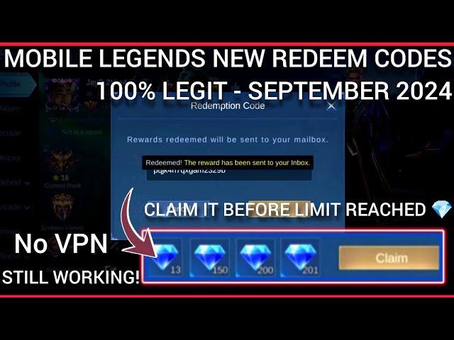 2 MOBILE LEGENDS REDEEM CODES 100% LEGIT SEPTEMBER 2024 STILL WORKING NO VPN