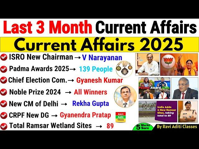 Last 3 Months Current Affairs 2025 | Current Affairs 2025 Marathon | Important Current Affairs 2025