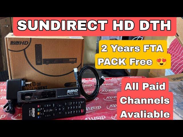 Sundirect HD box | 2 Years Free FTA Pack | Add all paid channels at 0/- ncf | Cheapest Hd box 2024