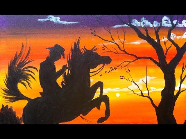 Easy Acrylic Painting | Cowboy at Sunset | The Art Sherpa | TheArtSherpa