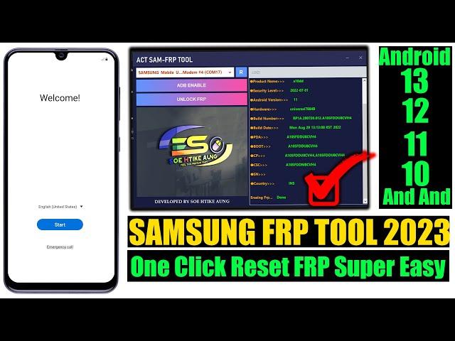 All Samsung FRP Bypass 2023 With FRP Tool One Click Unlock FRP | Remove Google Account Android 12/13