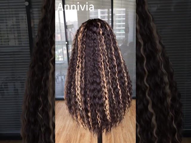 ANNIVIA HIGHLIGHT CURLY LACE FRONT WIG #lacewigs #curlylacefrontwig #longcurlyhair #amazonwig #curly