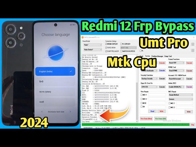 Redmi 12 4g model 23053RN02Y frp bypass umt one click 