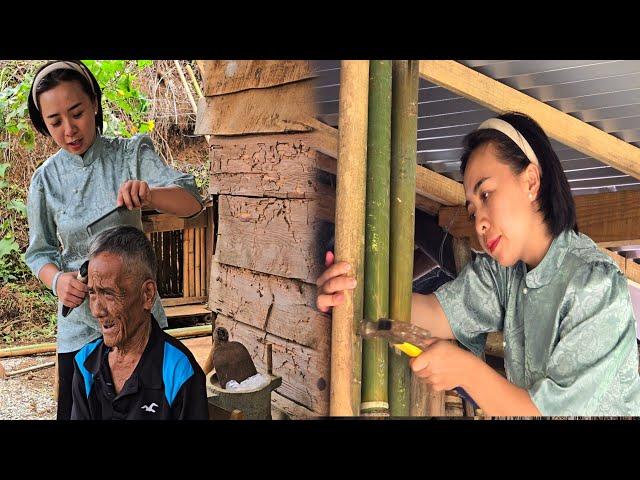 Hằng Becomes Grandpa's Barber: Bamboo Wall Completed by Grandpa | Ly Phuc Hang