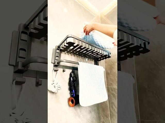 Innovative Foldable Towel Rack with Hooks | Space Saving Bathroom Storage Solution #bathroomhardware