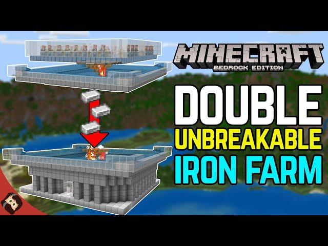 Unbreakable DOUBLE IRON FARM Tutorial For Minecraft Bedrock 1.20 and 1.21