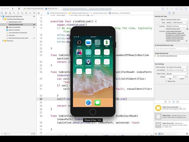 Swift 4 Navigation Controller And TableView