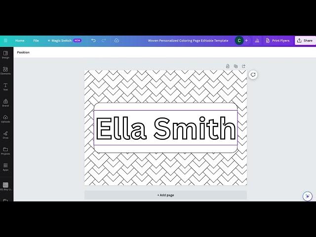 Editing Text In Canva - Personalized Coloring Page