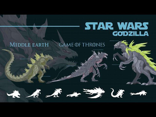 What would Godzilla look like in Star Wars , Game of Thrones, and LOTR?