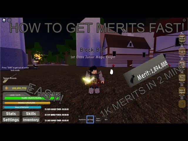 How to Get Merits Fast! (1K IN 2 MINUTES!) | Black Clover Kingdom Grimshot Roblox