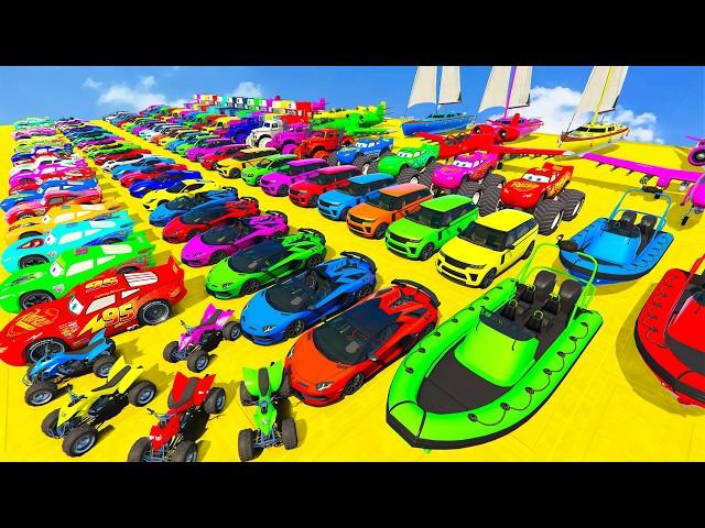 GTA V Mods New Epic Ultimate Stunt Challenge SPIDER-MAN With Super Car Motocycle Helicopter & Boats