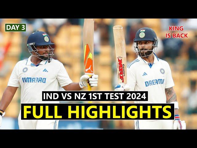 FULL HIGHLIGHTS | INDIA VS NEW ZEALAND 1ST TEST MATCH DAY 3 2024 | IND VS NZ