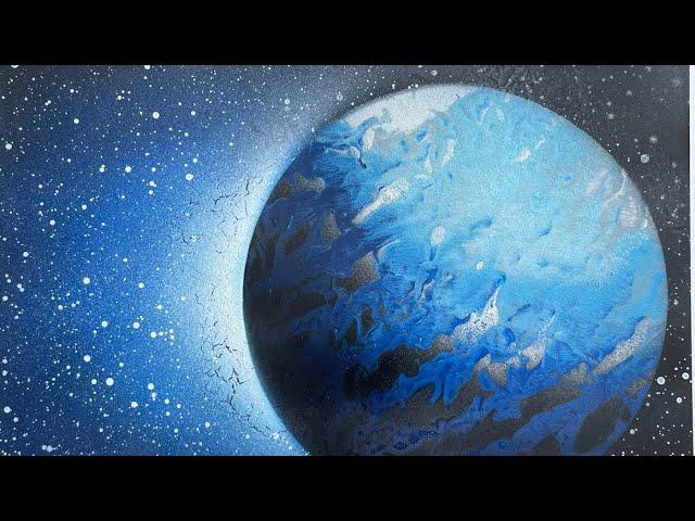 EASY Blue planet SPRAY PAINT ART tutorial