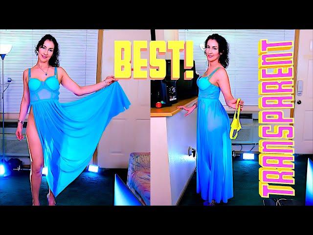 Sexy Dresses Try On Haul - No Panties, Transparent Lingerie Blue Purples Dress