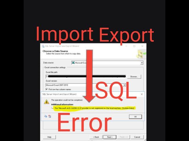 Import & Export error in SQL