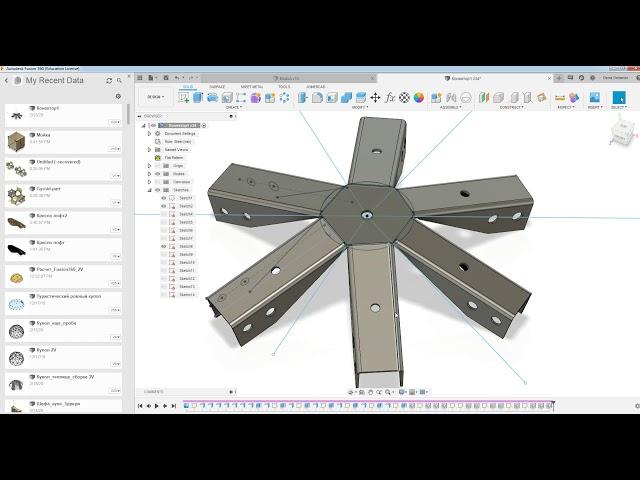 Конектор геодезического купола в Fusion 360