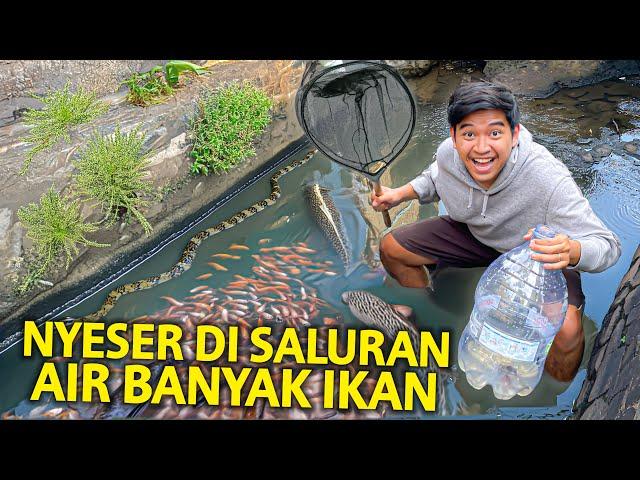 NYESER DI SALURAN AIR SEBELAH SETU! TERNYATA LUMAYAN BANYAK IKANNYA!