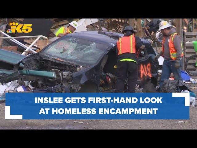 Gov. Inslee gets first-hand look at encampment being cleared in Seattle