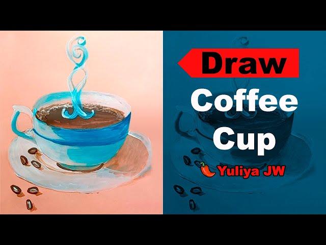  how to draw coffee cup, how to draw a cup of coffee