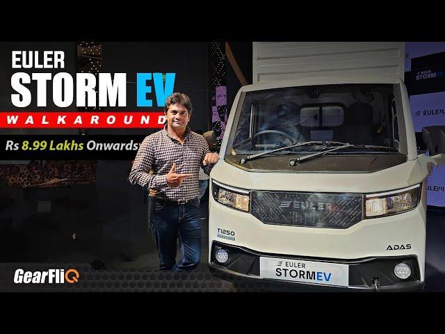 Euler Storm EV Pick-Up - ADAS के साथ | 200 Km Range | ₹ 8.99 Lakhs से शुरू | Walkaround | GearFliQ