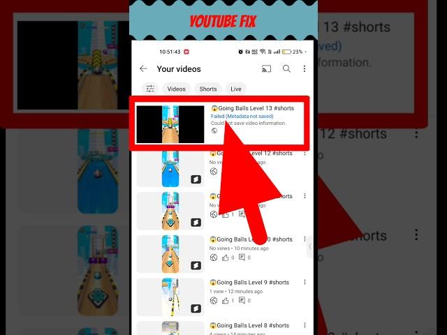  failed metadata not saved youtube problem #shorts #viral #youtube