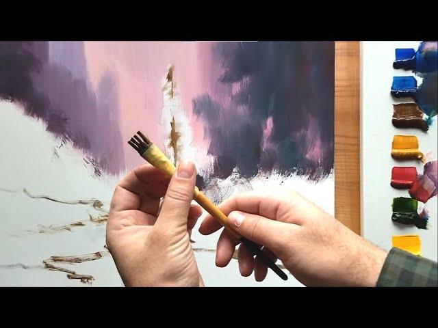 Serene Winter Wonderland Painting: Creating a Peaceful Morning Forest Scene